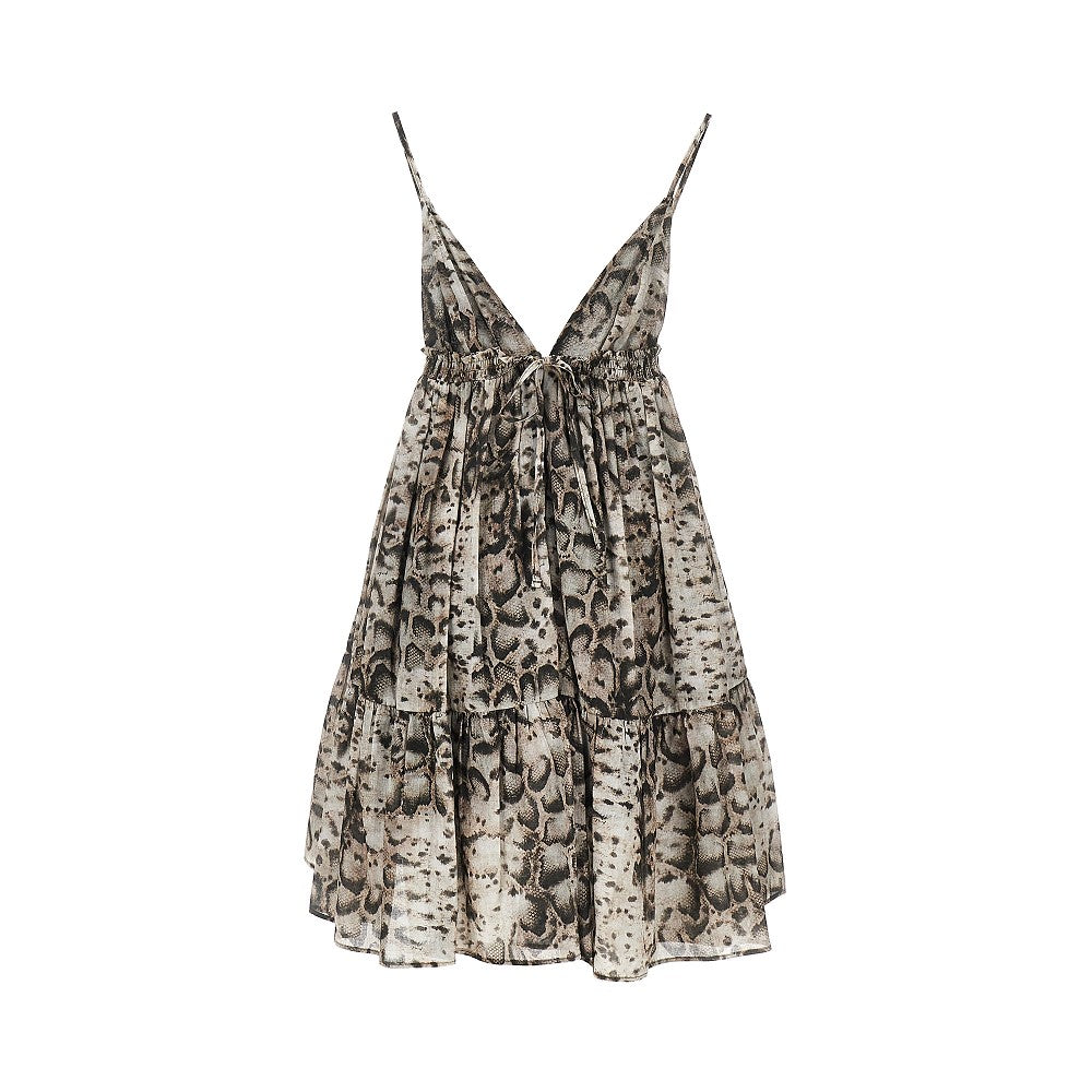snake-print muslin mini dress