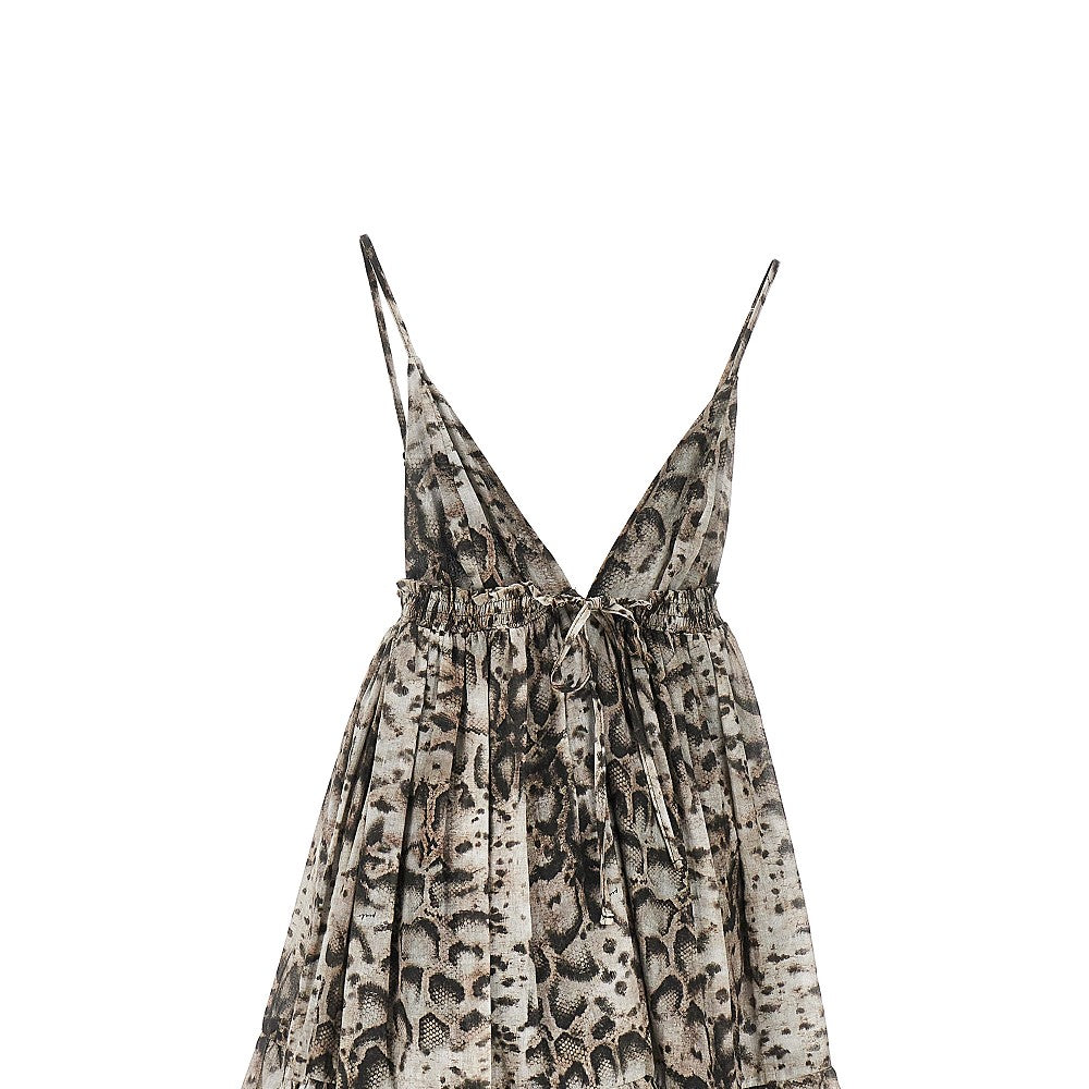 snake-print muslin mini dress