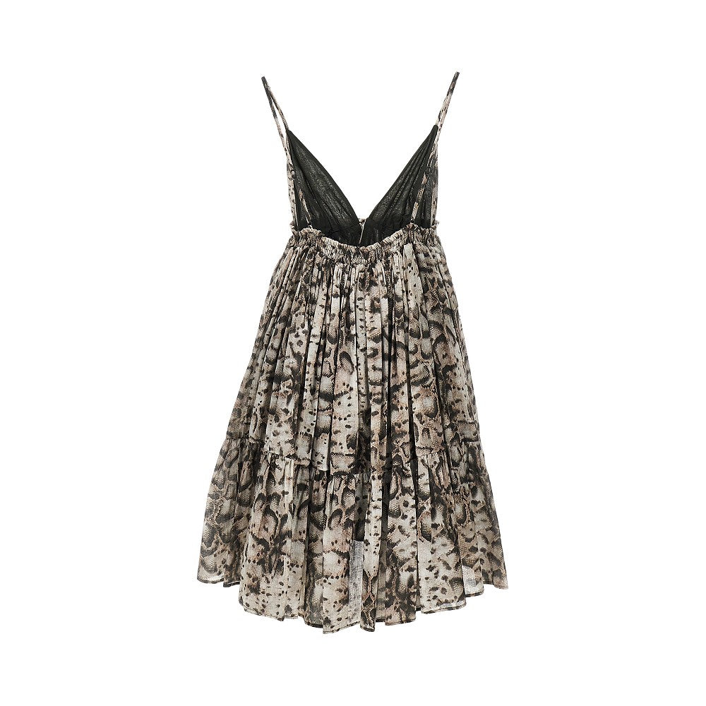 snake-print muslin mini dress