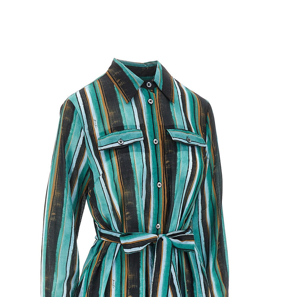 printed muslin midi shirt dress