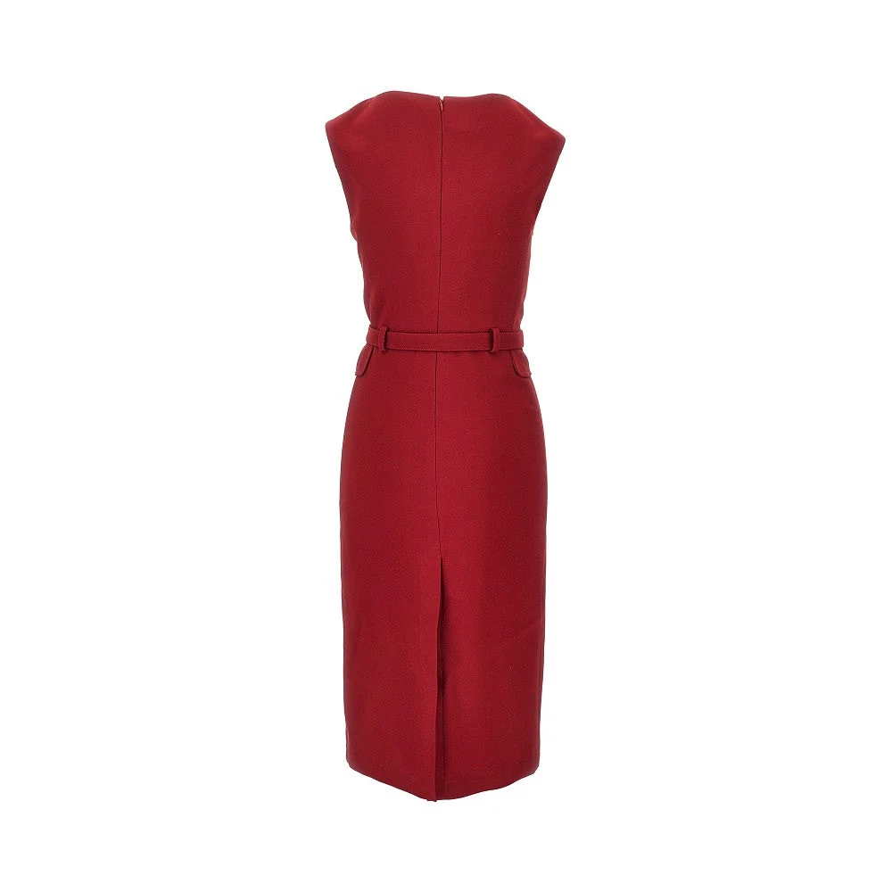 crepe midi dress with belt
