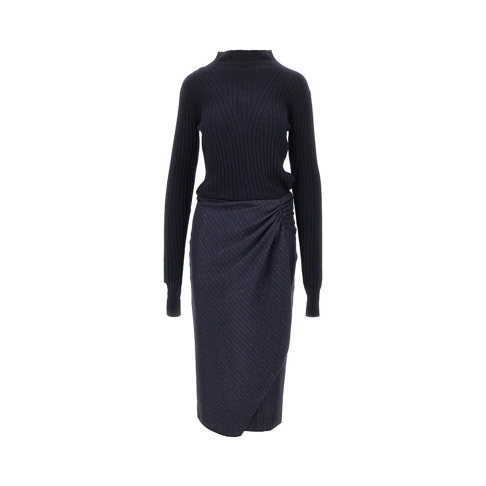 PINKO 38 knitted midi skirt with pinstriped skirt