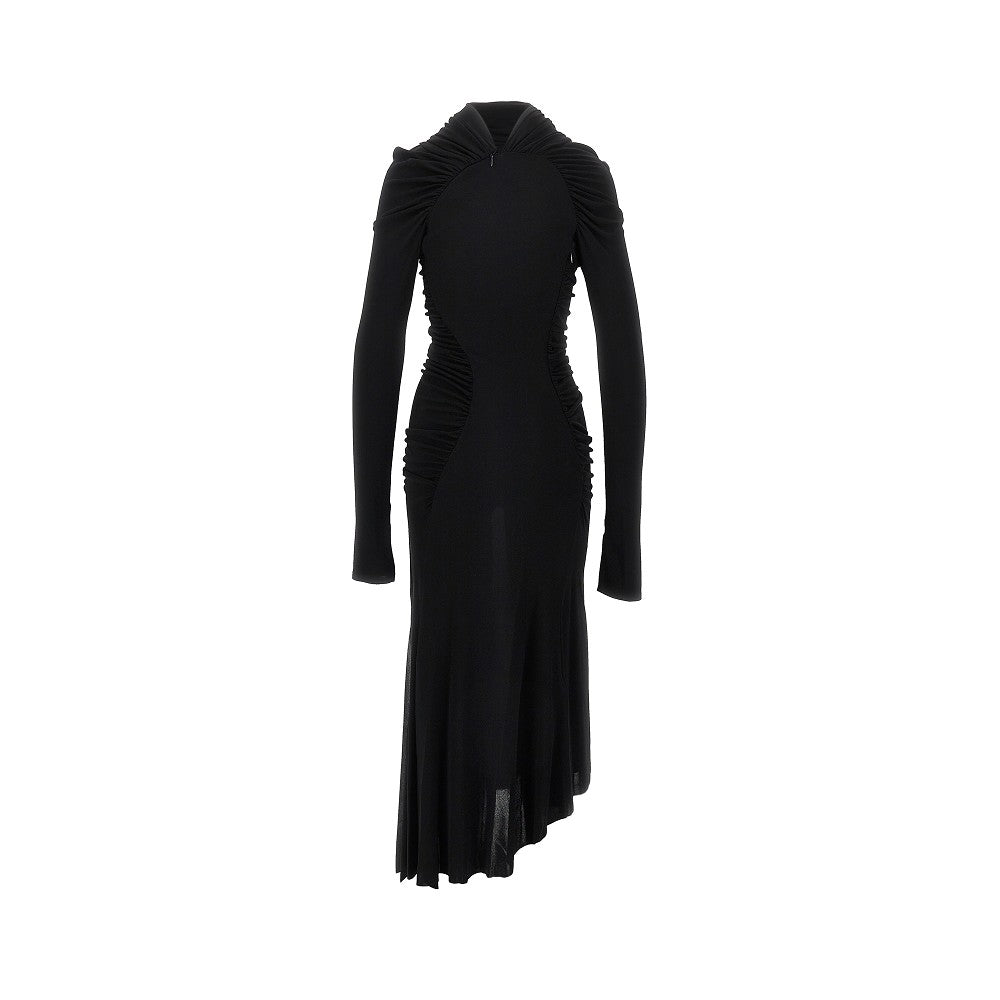 crepe jersey gathered midi dress