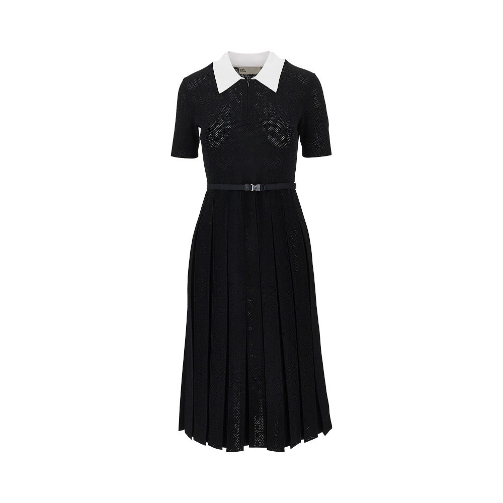 t monogram pointelle knit dress