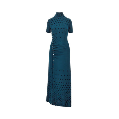 jersey long dress with flocked holes