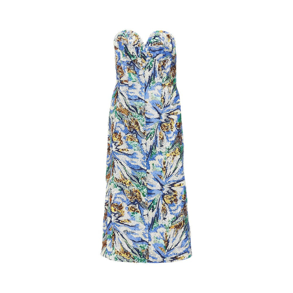 floral sequinned midi dress