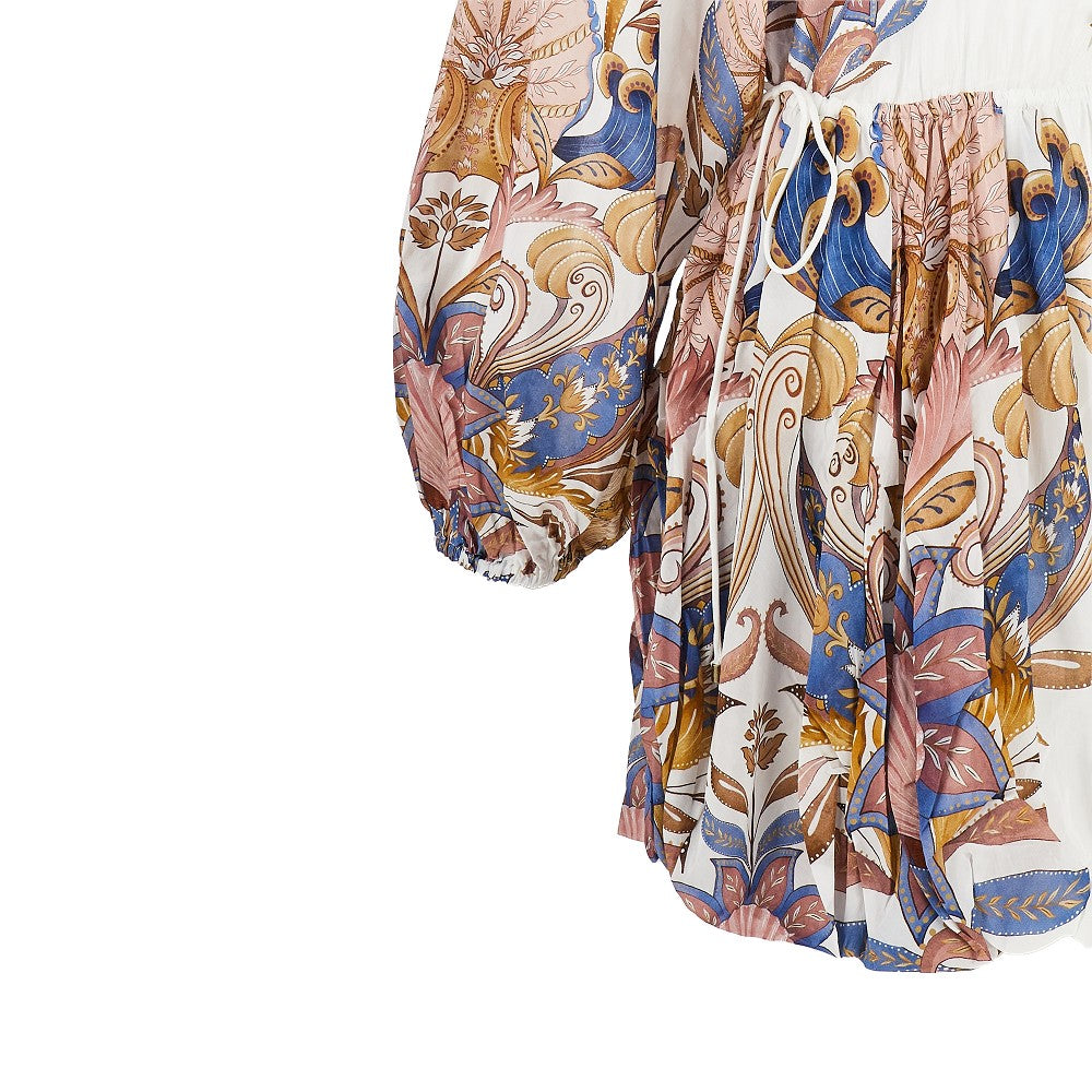 sea garden print cotton-blend mini dress