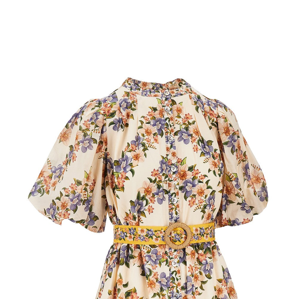 floral print cotton-blend mini dress