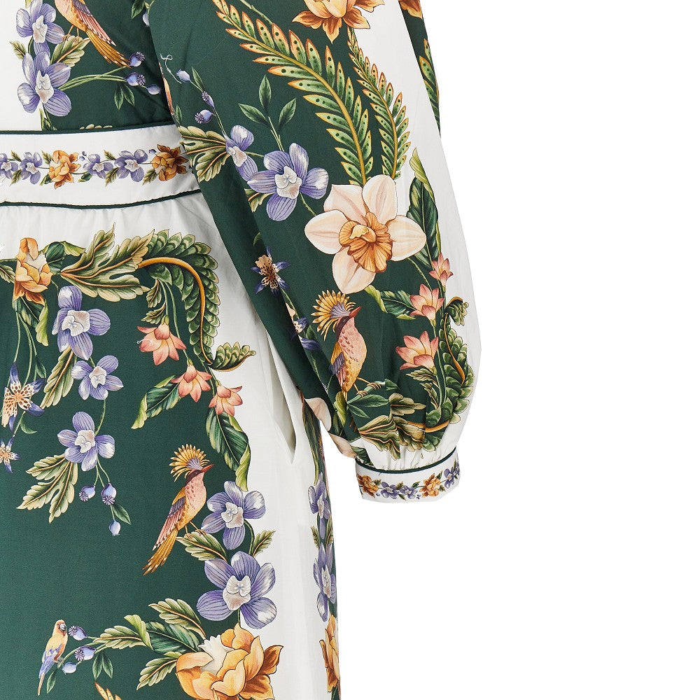 FARM RIO S cotton long dress with nature motif
