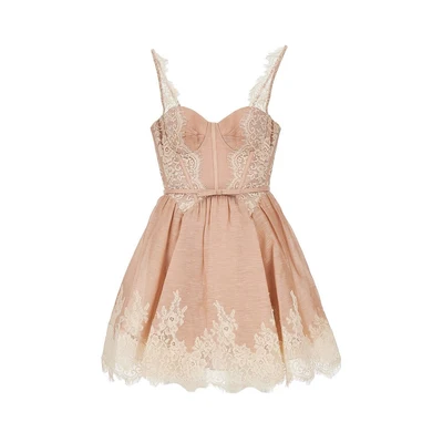 valiant lace trim organdy mini dress