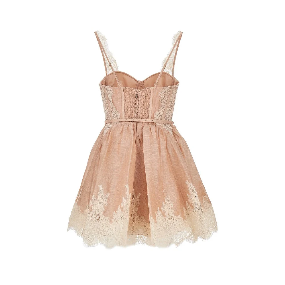 valiant lace trim organdy mini dress