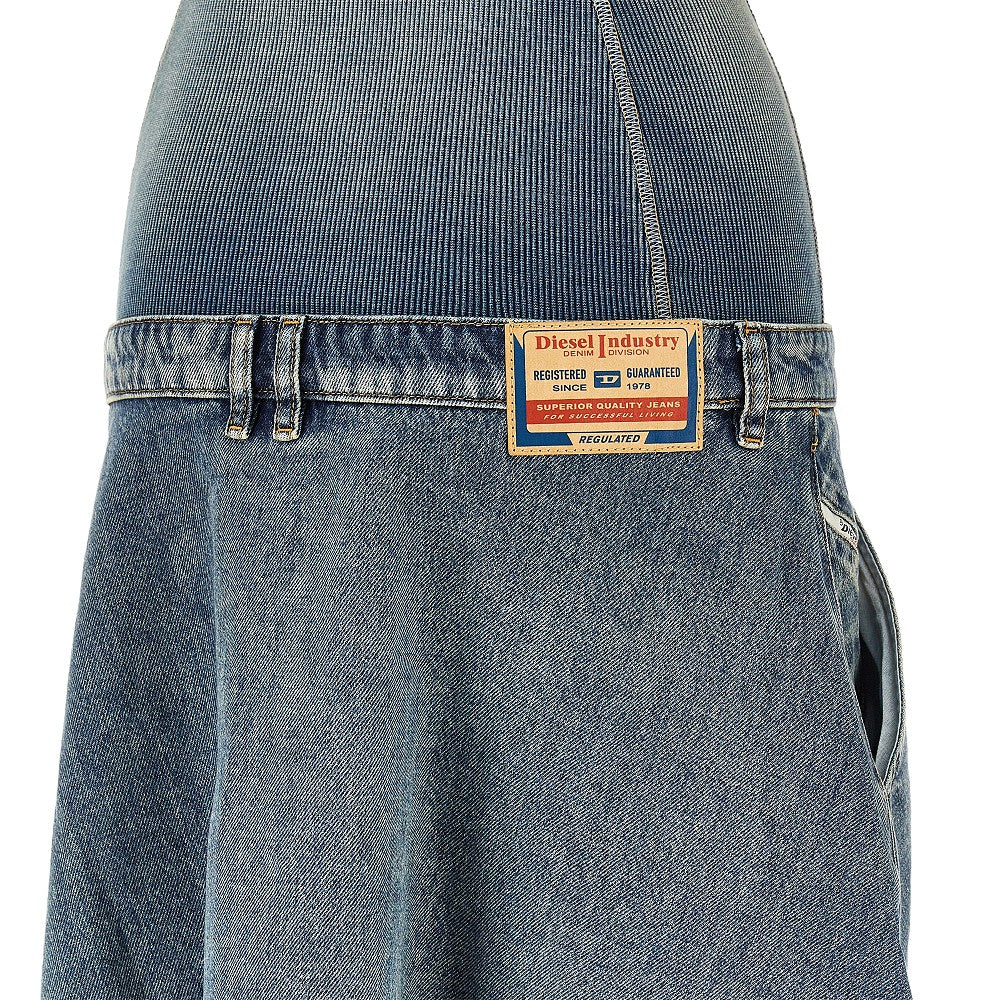DIESEL M denim and ribbed knit low-rise midi dress