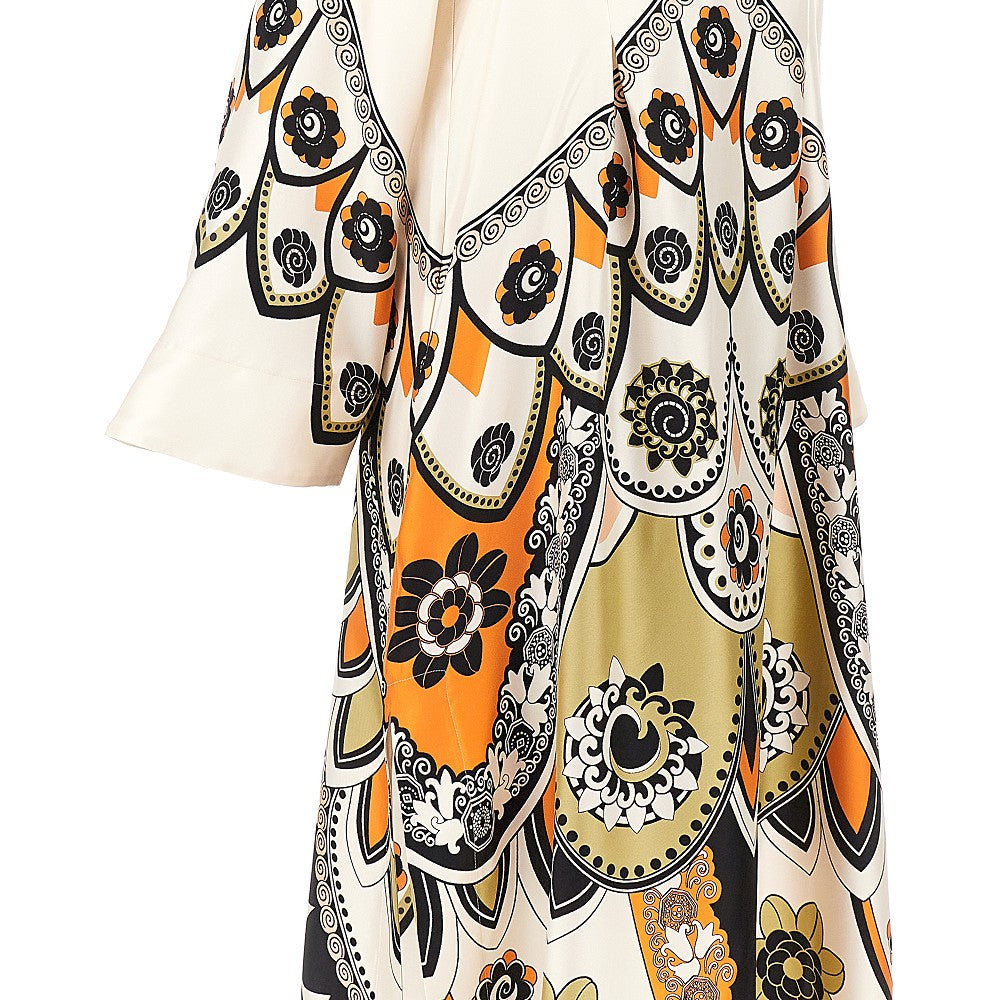 LA DOUBLE J 42 printed silk twin flame long dress