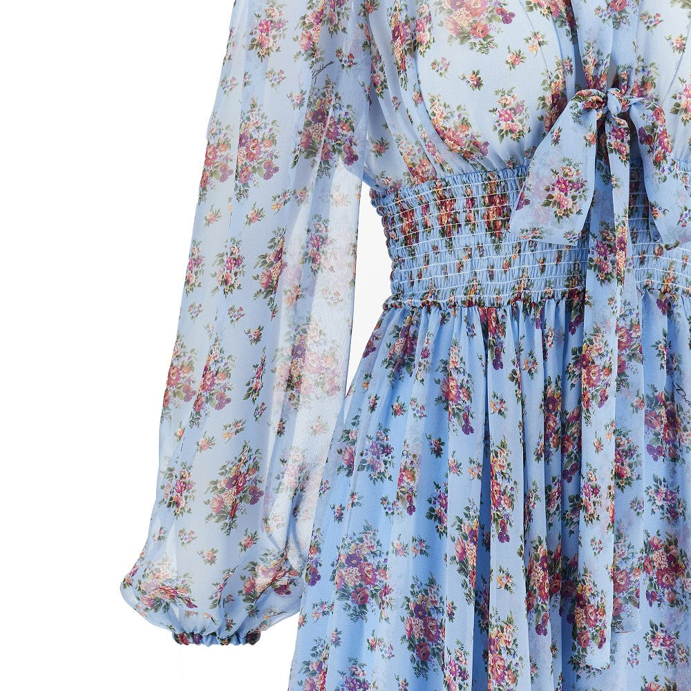 DOLCEamp;GABBANA 40 bunch of flowers print chiffon midi dress