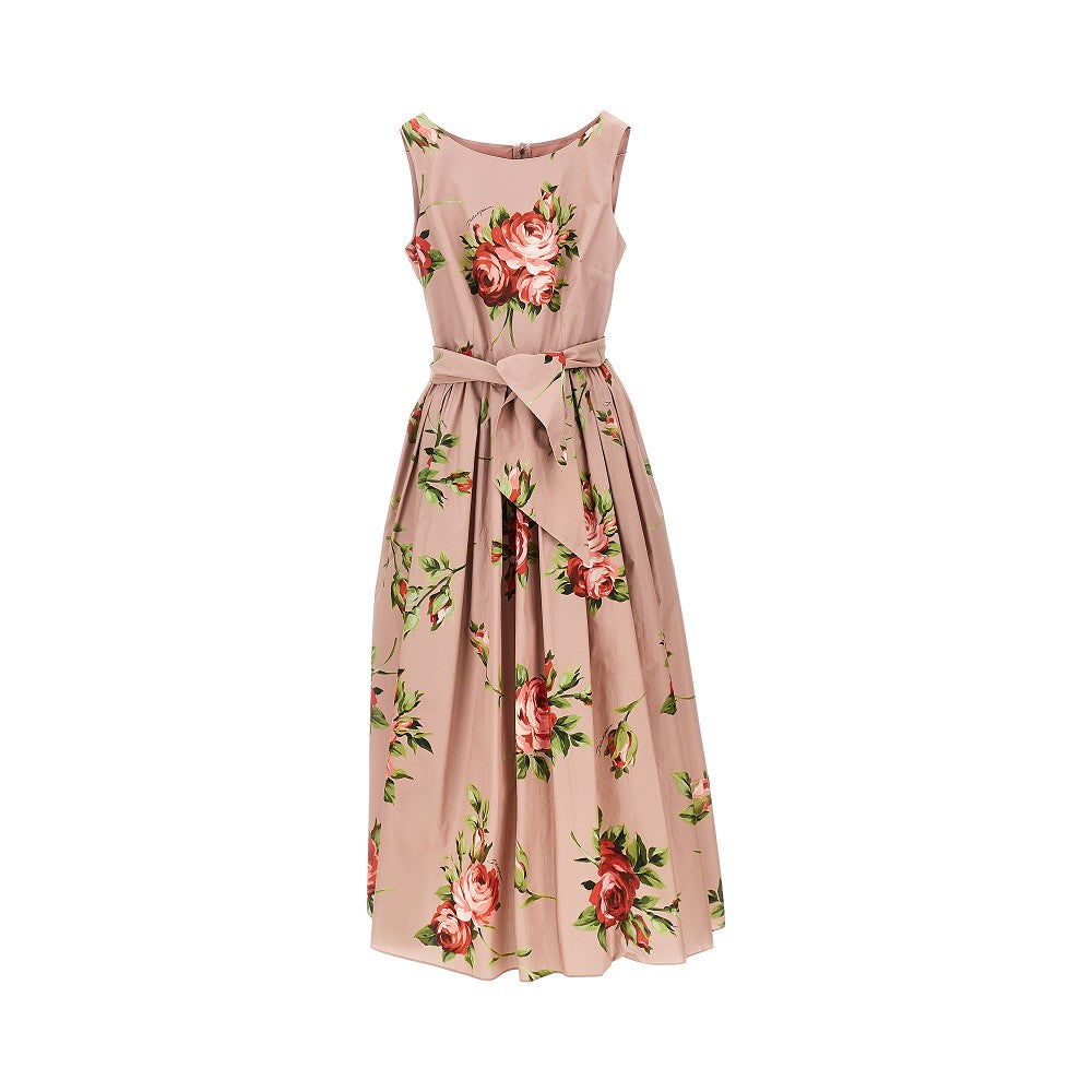 DOLCEamp;GABBANA 40 bouquet print cotton midi dress