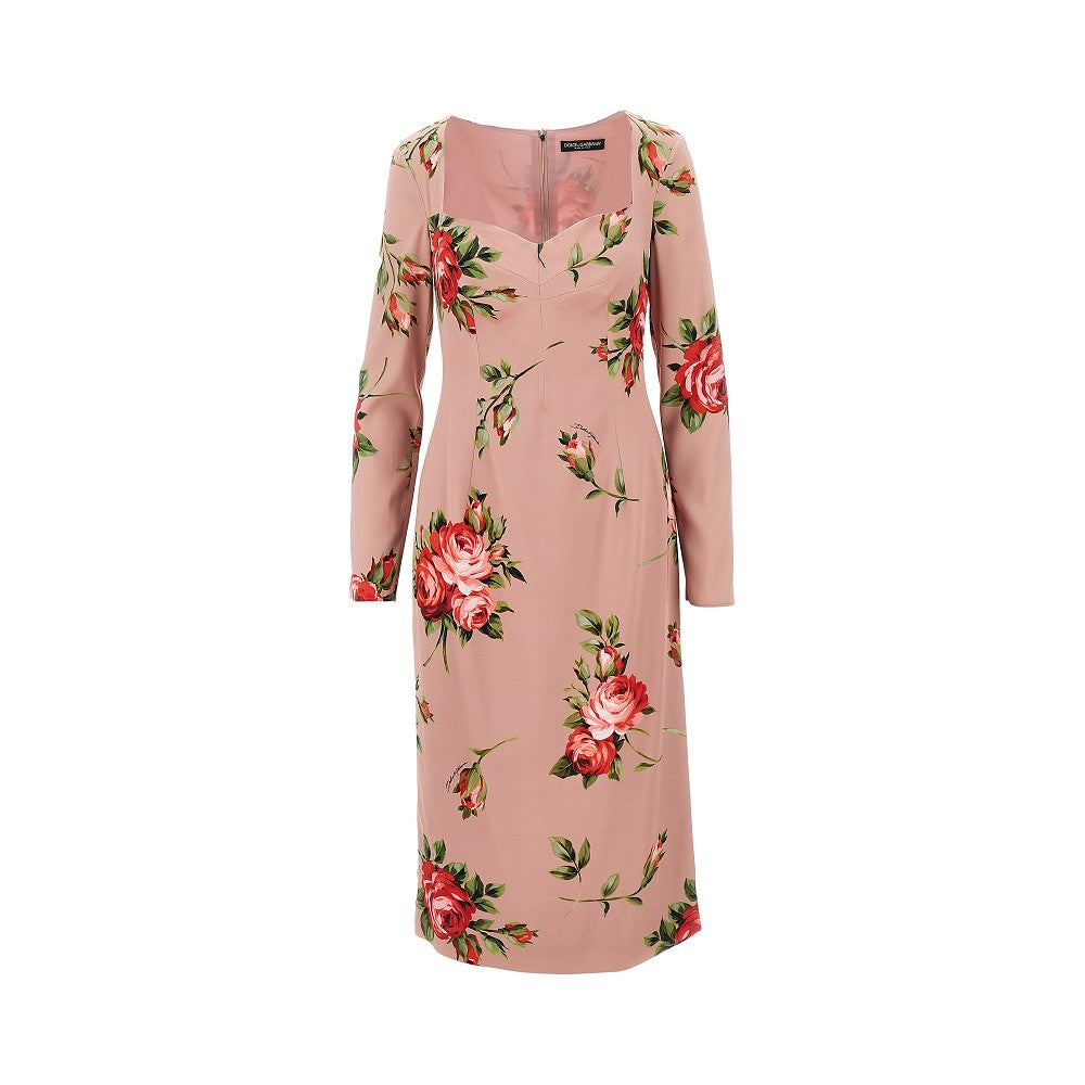 DOLCEamp;GABBANA 42 roses bouquet print silk dress