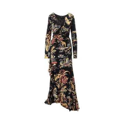 stretch viscose long dress with print