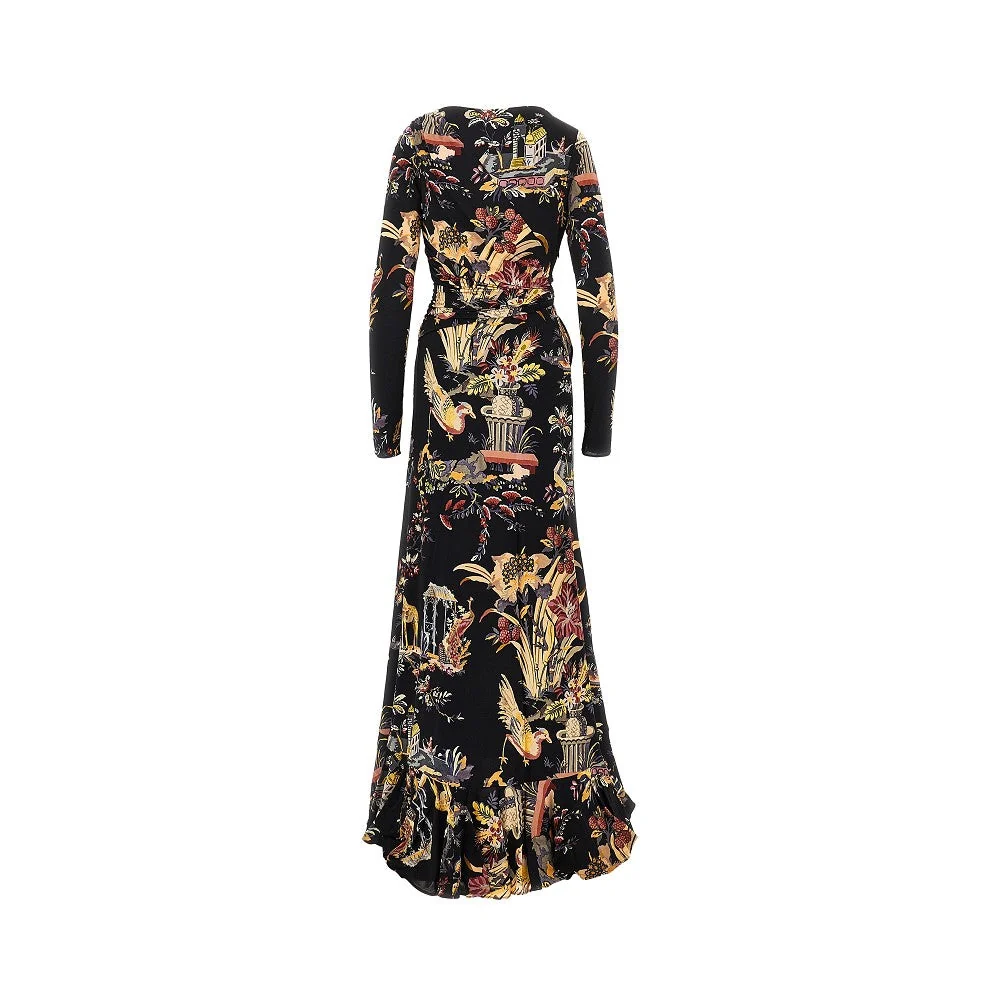 stretch viscose long dress with print
