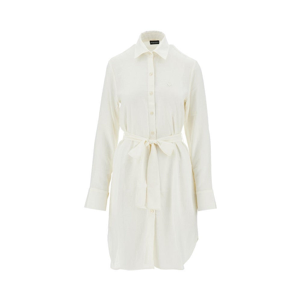 EMPORIO ARMANI L linen-blend short shirt dress