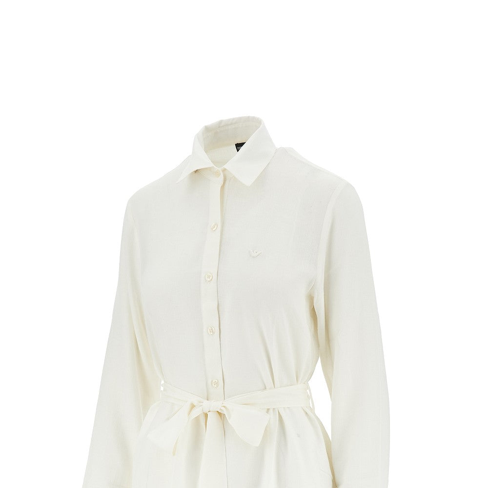 EMPORIO ARMANI L linen-blend short shirt dress