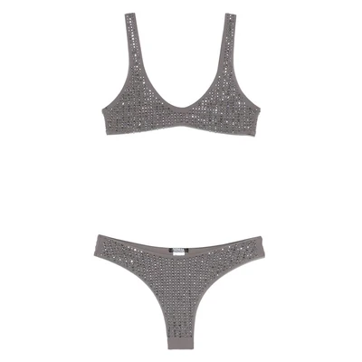 crystal-embellished lycra bikini