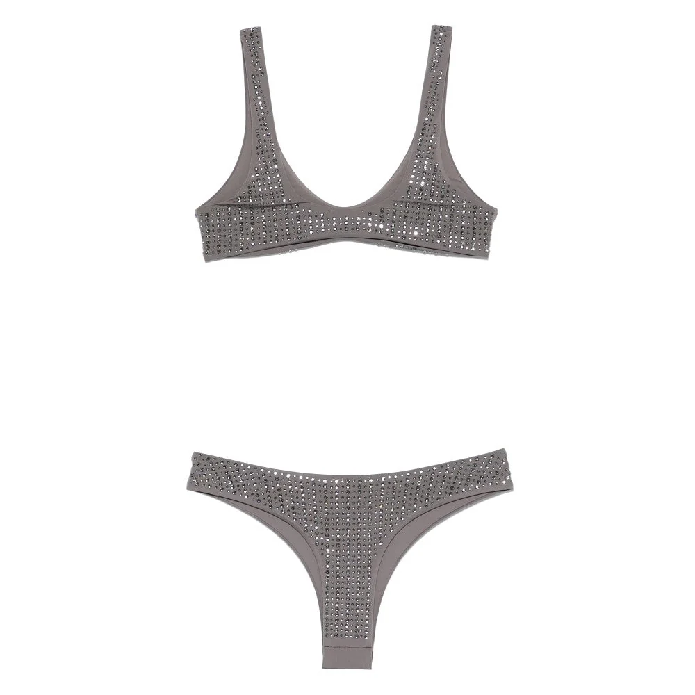 crystal-embellished lycra bikini