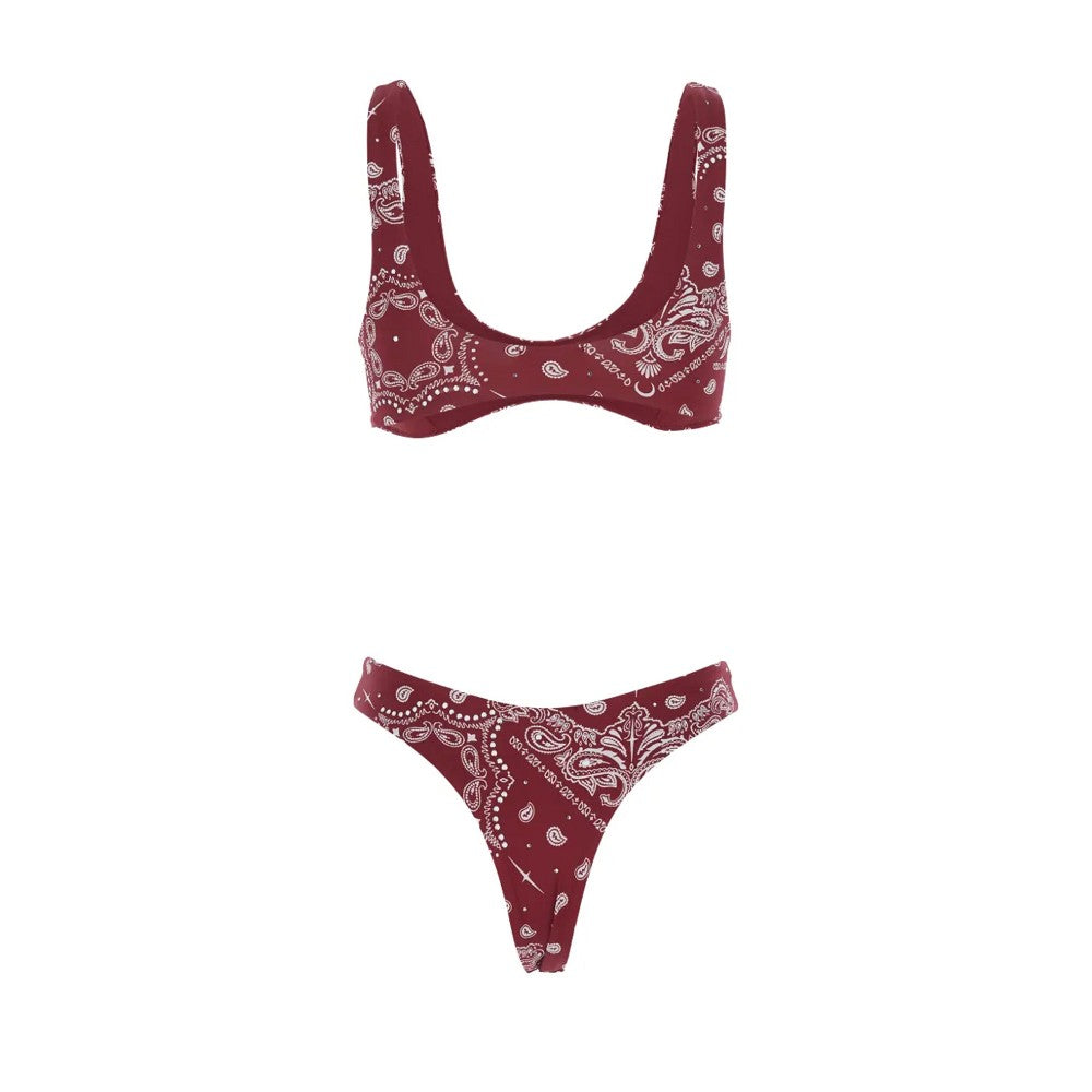 strass-embellished bandana print bikini