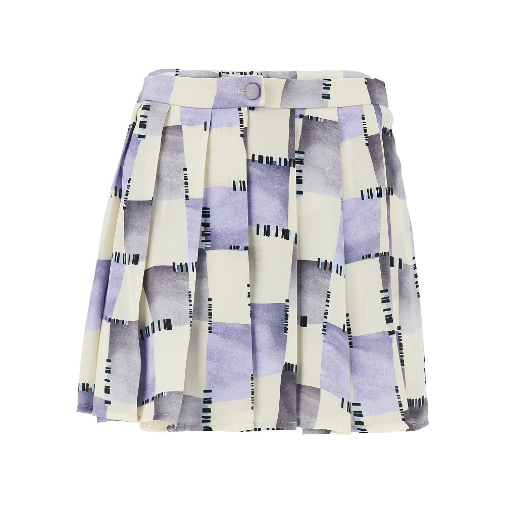 check print satin skorts