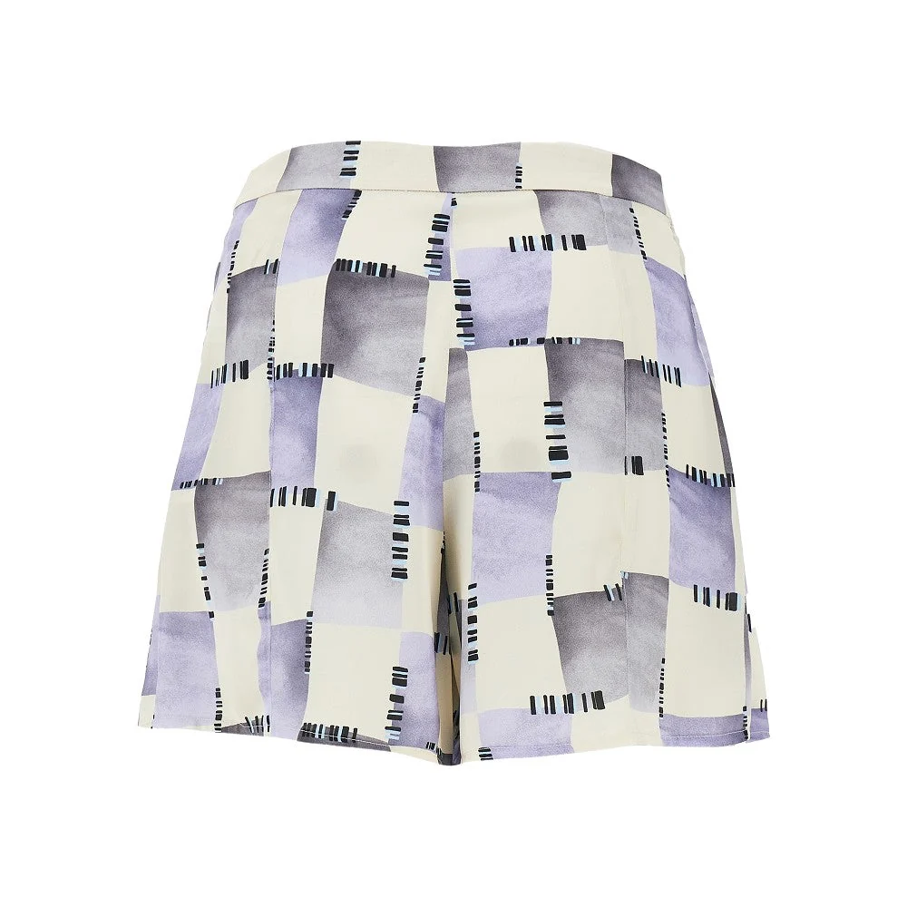 check print satin skorts