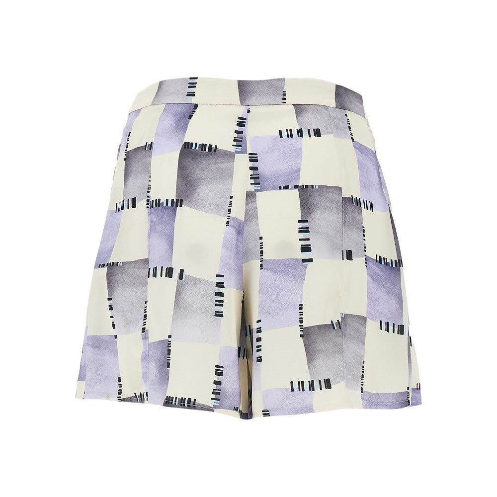 check print satin skorts