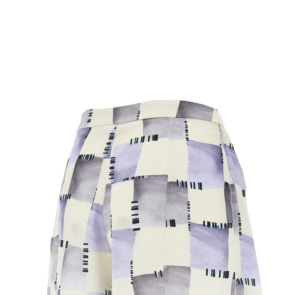 check print satin skorts
