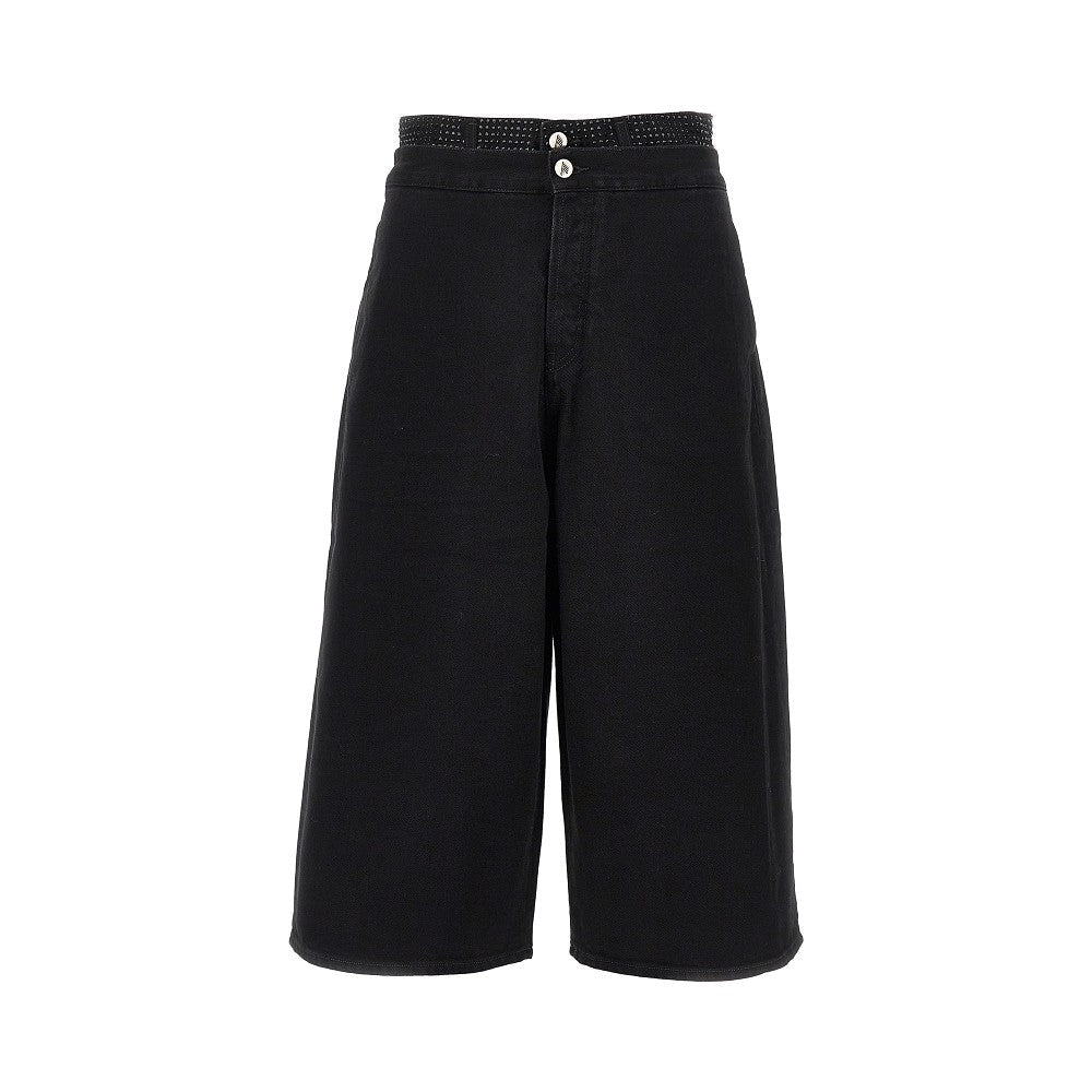 THE ATTICO 27 cropped denim pants with rhinestones