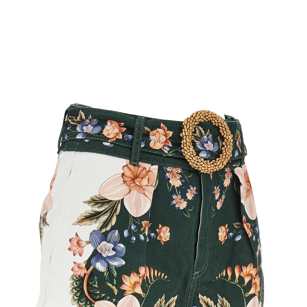 floral twill shorts with belt
