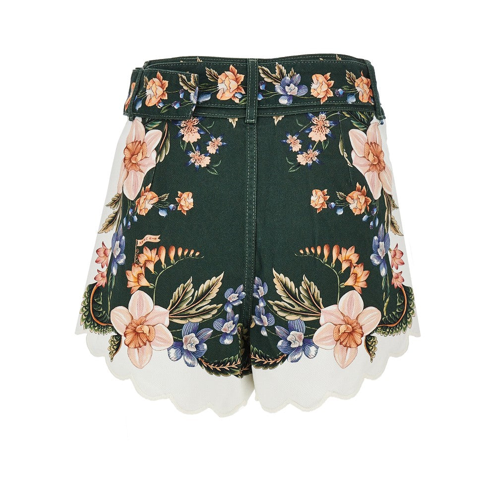 floral twill shorts with belt