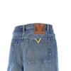denim shorts with v gold details