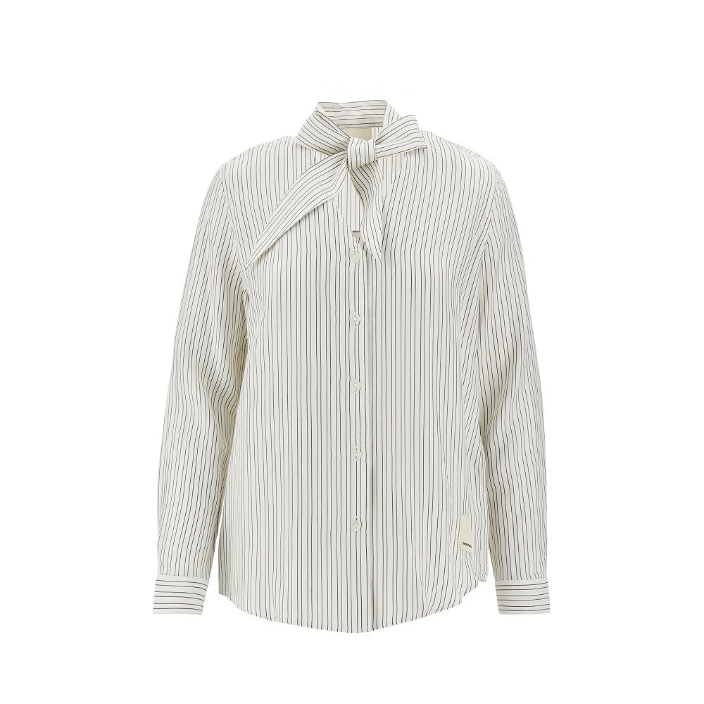 EMPORIO ARMANI S striped shirt with scarf collar