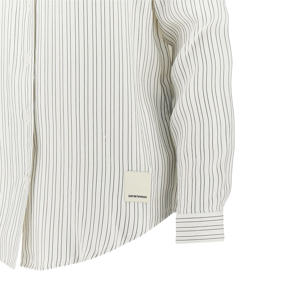 EMPORIO ARMANI S striped shirt with scarf collar