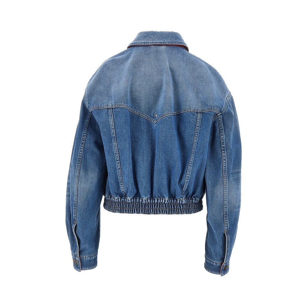 denim blouson with medusa detail