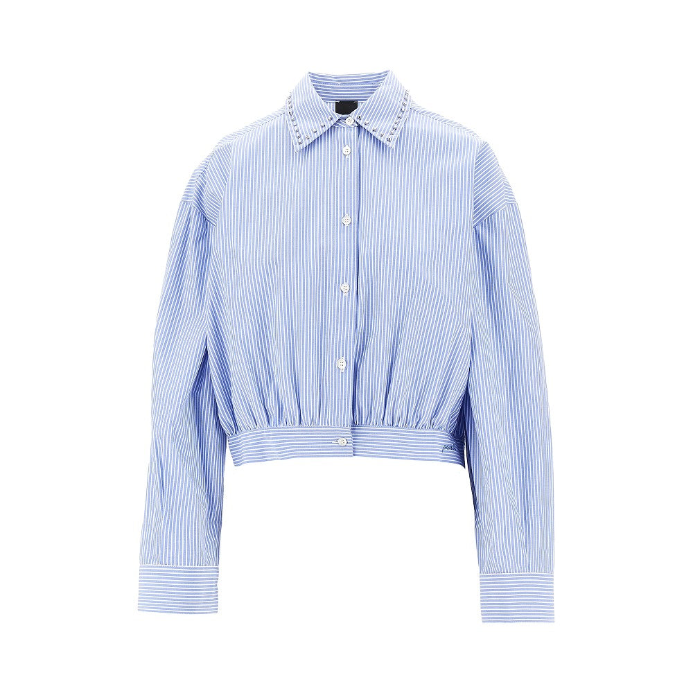 striped cropped shirt with studded collar