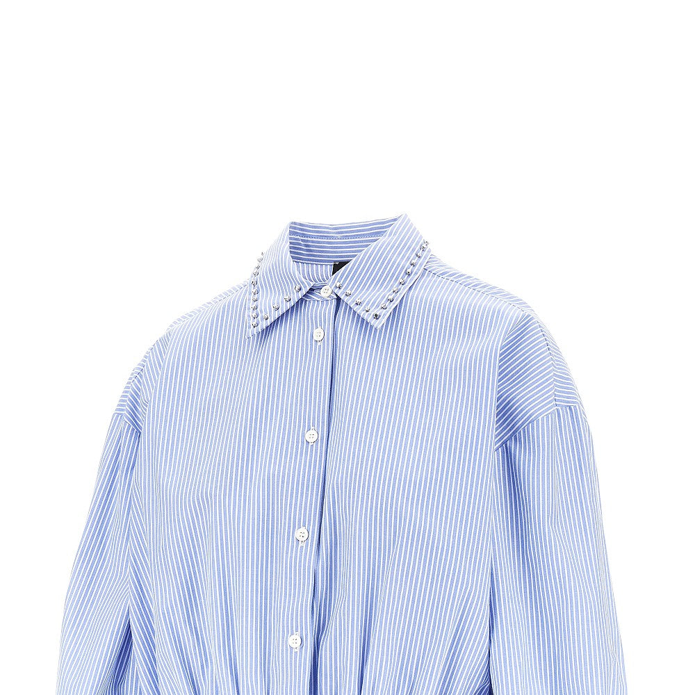 PINKO 40 striped cropped shirt with studded collar