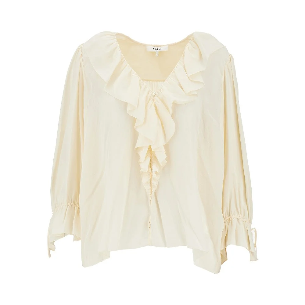 ruffled crêpe de chine blouse