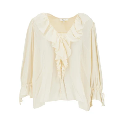 ruffled crêpe de chine blouse
