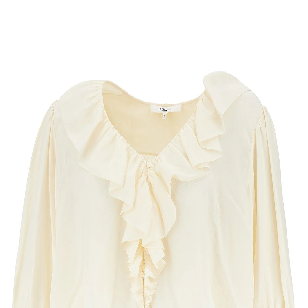 ruffled crêpe de chine blouse