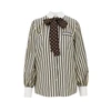 striped shirt with silk bow