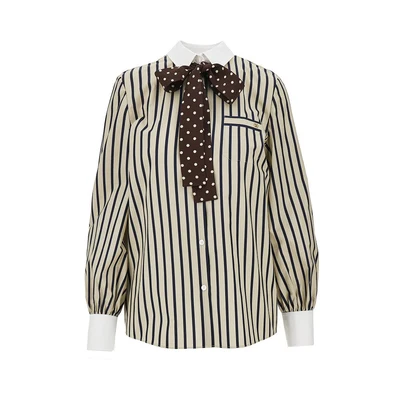 striped shirt with silk bow