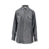 denim print silk shirt