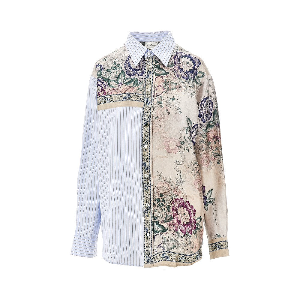 PIERRE LOUIS MASCIA S cotton and silk patchwork shirt