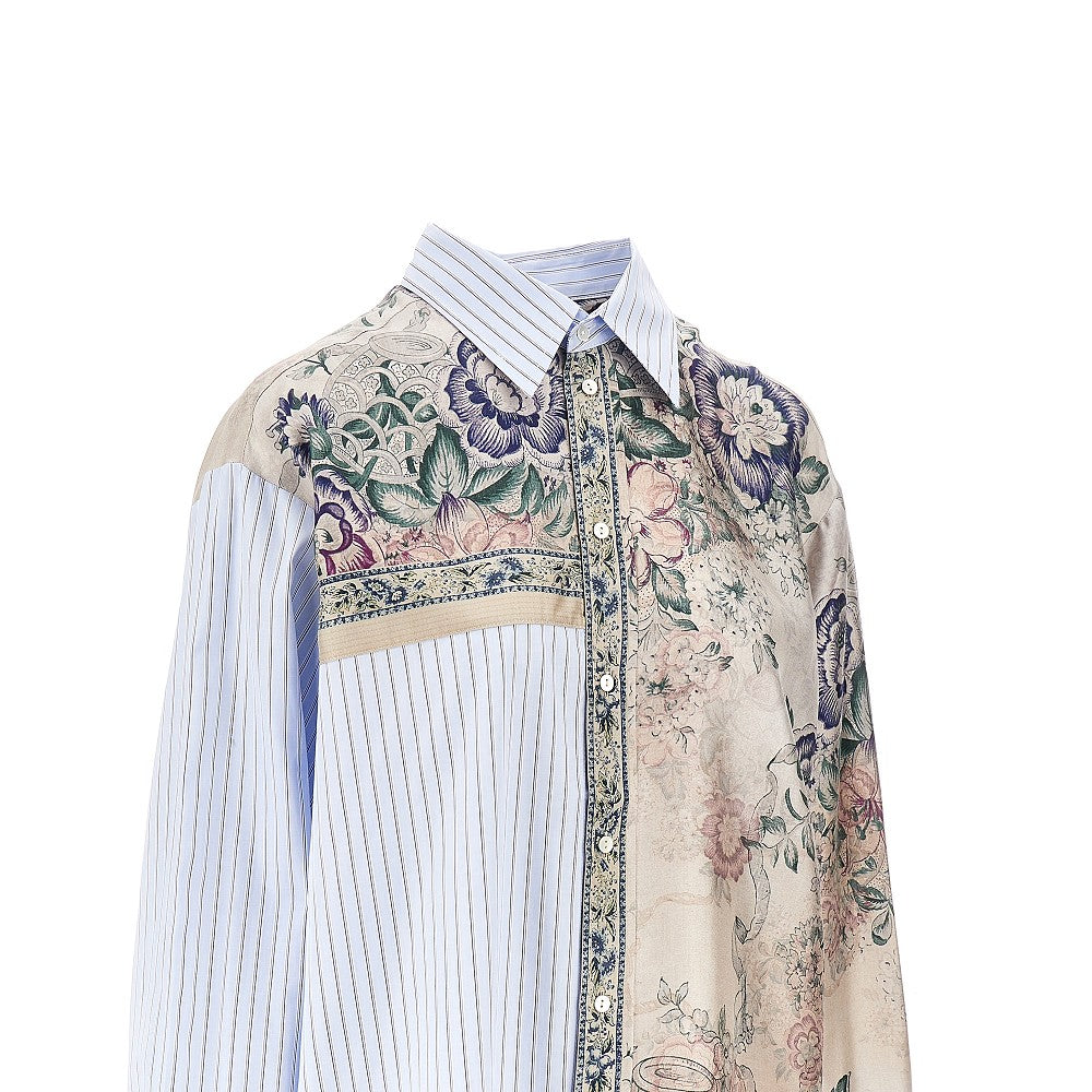 PIERRE LOUIS MASCIA S cotton and silk patchwork shirt