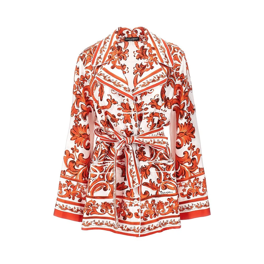 maiolica print silk vanity shirt