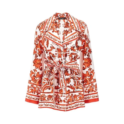 maiolica print silk vanity shirt